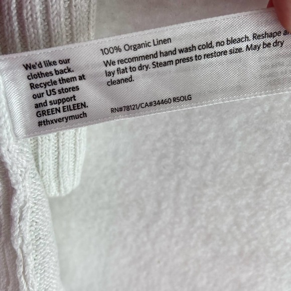 Eileen Fisher White Organic Linen Open Front Cardigan Size Medium - Picture 5 of 6